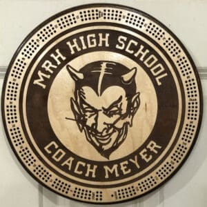 MRH High School Cribbage Board | 3-Track, 120-Point Round Game with Pegs & Cards