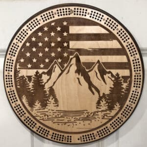Flag Mountains Cribbage Board | 3-Track, 120-Point Round Game with Pegs & Cards