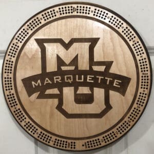 Marquette U Cribbage Board | 3-Track, 120-Point Round Game with Pegs & Cards