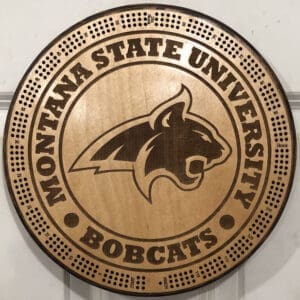 Montana Bobcats Cribbage Board | 3-Track, 120-Point Round Game with Pegs & Cards