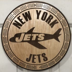 New York Jets Cribbage Board | 3-Track, 120-Point Round Game with Pegs & Cards