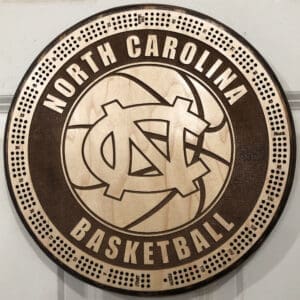 (UNC) Tar Heels Basketball Cribbage Board | 3-Track, 120-Point Round Game with Pegs & Cards