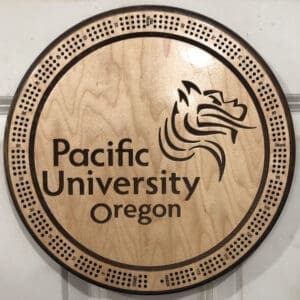 PU Oregon Cribbage Board | 3-Track, 120-Point Round Game with Pegs & Cards