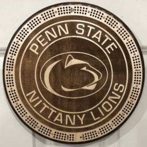 Penn State Lions Cribbage Board | 3-Track, 120-Point Round Game with Pegs & Cards