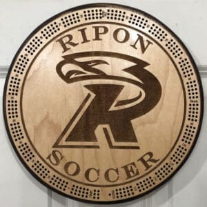 Ripon College Soccer Cribbage Board | 3-Track, 120-Point Round Game with Pegs & Cards