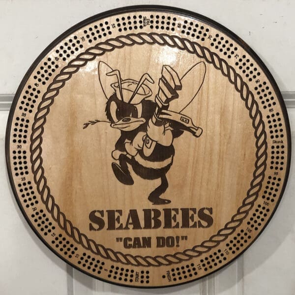 US SeaBees 2 Cribbage Board | 3-Track, 120-Point Round Game with Pegs & Cards