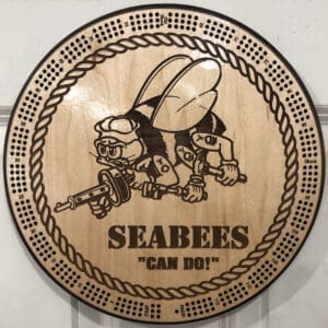 US SeaBees Cribbage Board | 3-Track, 120-Point Round Game with Pegs & Cards