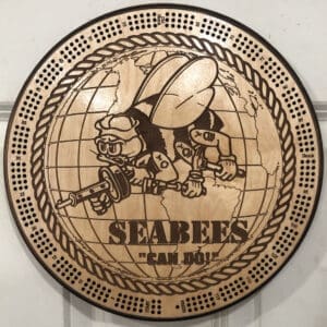 US SeaBees 3 Cribbage Board | 3-Track, 120-Point Round Game with Pegs & Cards