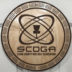 Stark County Disc Golf Cribbage Board | 3-Track, 120-Point Round Game with Pegs & Cards