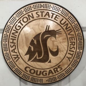 WSU Cougars Cribbage Board | 3-Track, 120-Point Round Game with Pegs & Cards