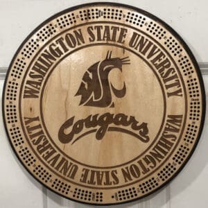 WSU Cougars (2) Cribbage Board | 3-Track, 120-Point Round Game with Pegs & Cards