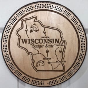 Wisconsin Cribbage Board | 3-Track, 120-Point Round Game with Pegs & Cards