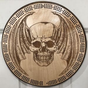 Bat Skull Cribbage Board | 3-Track, 120-Point Round Game with Pegs & Cards