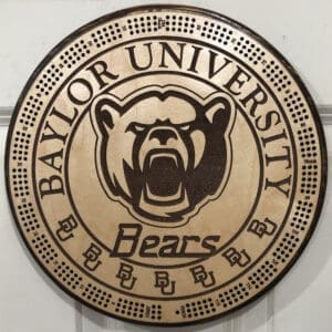 Baylor University Bears Cribbage Board | 3-Track, 120-Point Round Game with Pegs & Cards