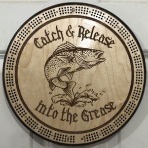 Catch & Release Cribbage Board | 3-Track, 120-Point Round Game with Pegs & Cards