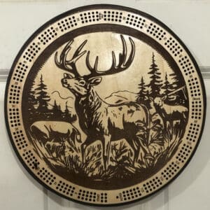 Great Stag Cribbage Board | 3-Track, 120-Point Round Game with Pegs & Cards