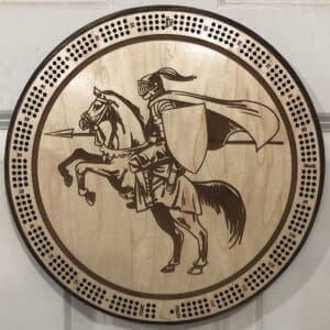 Good Sir Knight Cribbage Board | 3-Track, 120-Point Round Game with Pegs & Cards