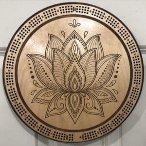 Lotus Cribbage Board | 3-Track, 120-Point Round Game with Pegs & Cards