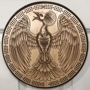 Phoenix Cribbage Board | 3-Track, 120-Point Round Game with Pegs & Cards