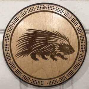 Porcupine Cribbage Board | 3-Track, 120-Point Round Game with Pegs & Cards