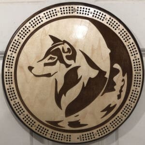 Wolf Moon Cribbage Board | 3-Track, 120-Point Round Game with Pegs & Cards