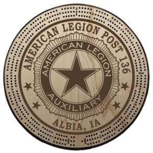 Auxiliary (ALA) | Engraved | C1: Post #, Post City, State | Cribbage Board