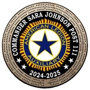 Auxiliary (ALA) | Printed | C3: Commander Name, Post #, Dates Of Service | Cribbage Board