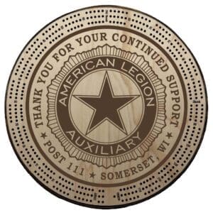 Auxiliary (ALA) | Engraved | C4: "Thank You", Post #, City, State | Cribbage Board