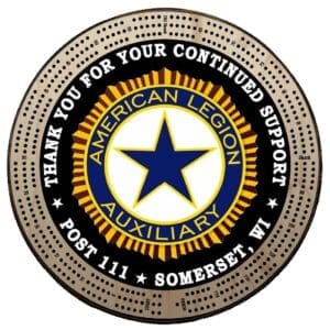 Auxiliary (ALA) | Printed | C4: "Thank You", Post #, City, State | Cribbage Board