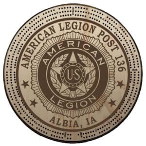 American Legion | Engraved | C1: Post #, Post City, State | Cribbage Board