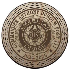 American Legion | Engraved | C3: Commander Name, Post #, Dates Of Service | Cribbage Board