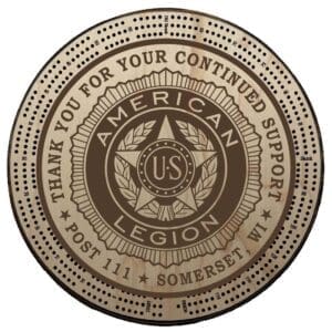 American Legion | Engraved | C4: "Thank You", Post #, City, State | Cribbage Board