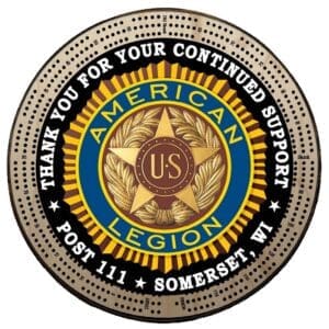 American Legion | Printed | C4: "Thank You", Post #, City, State | Cribbage Board