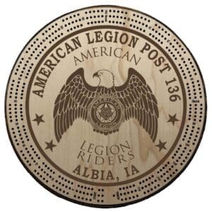 Riders | Engraved | C1: Post #, Post City, State | Cribbage Board