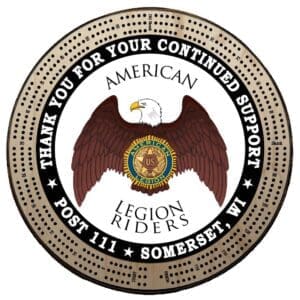 Riders | Printed | C4: "Thank You", Post #, City, State | Cribbage Board