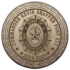 Sons (SAL) | Engraved | C3: Commander Name, Post #, Dates Of Service | Cribbage Board