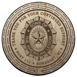 Sons (SAL) | Engraved | C4: "Thank You", Post #, City, State | Cribbage Board