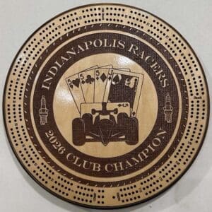 Custom Engrave 3 Track Cribbage Board - Indy Racers Trophy